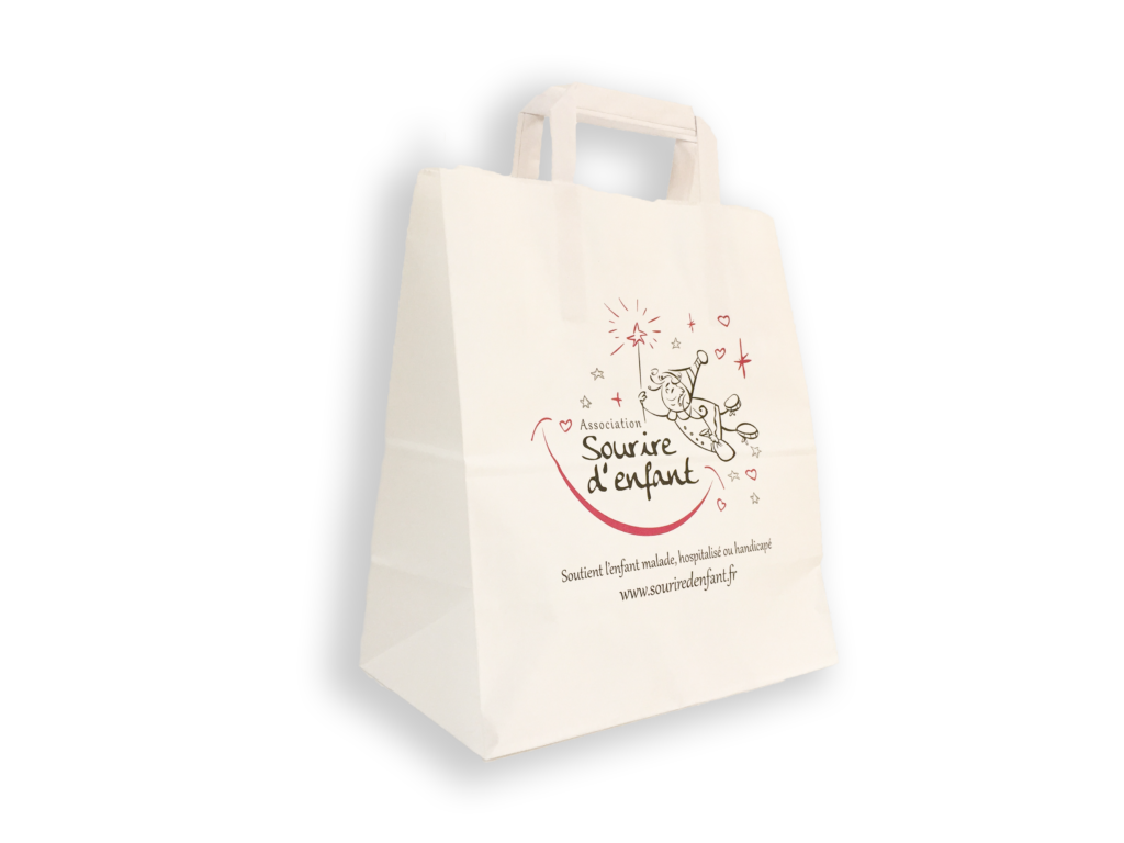 Sacs Papiers Kraft BLANCS à poignée plate 26 x 14 x 35
