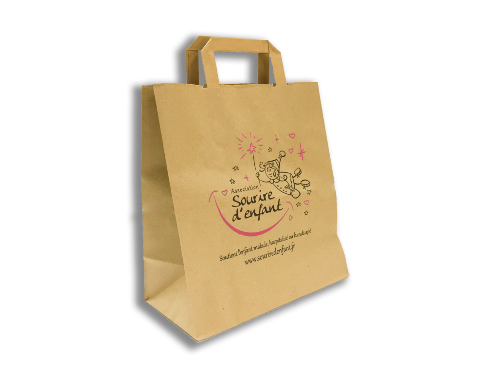 Sacs Papiers Kraft BRUNS à poignée plate 26 x 14 x 35